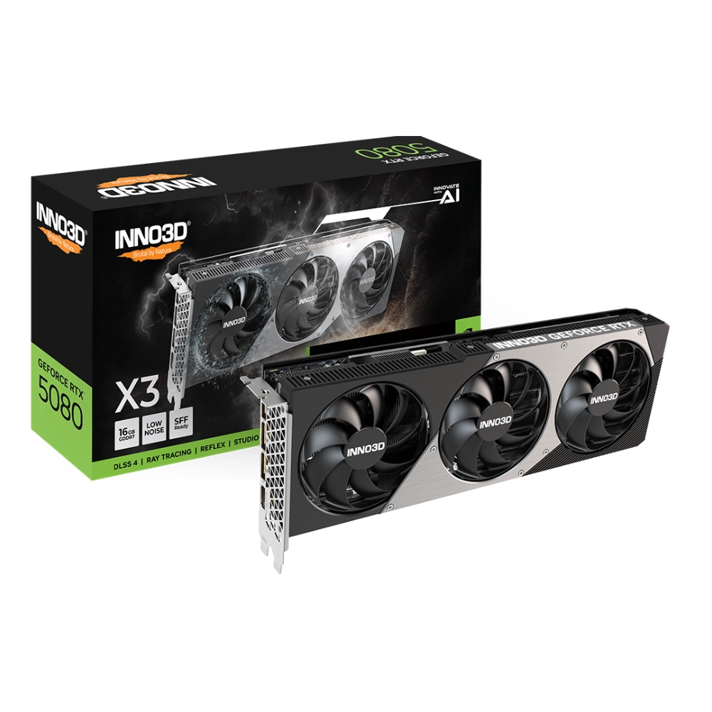 INNO3D Nvidia Graphic Card RTX 5080 16GB DDR7 X3 Gaming OC Triple Fan view 3